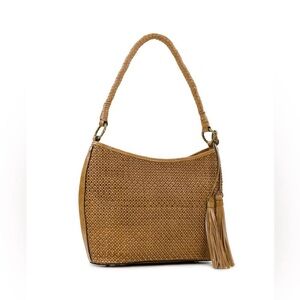 Patricia Nash Castelli Woven Leather Handbag Sand W Tassel Acccent